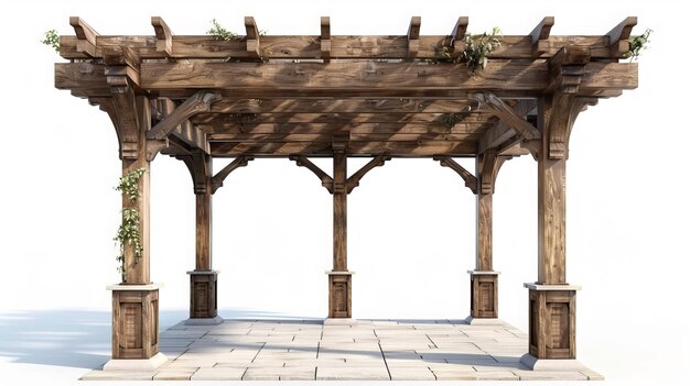 Generate a photo of a pergola isolated on a white background