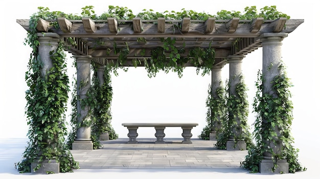 Generate a photo of a pergola isolated on a white background