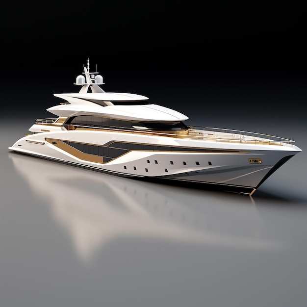 Photo generate a side profile image of a modern luxury mega yacht with absolutely no perspective