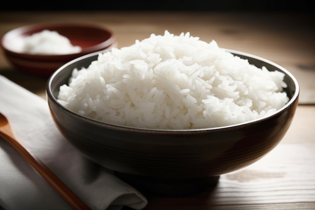 generated Illustration of cooked plain white rice or steamed rice in bowl