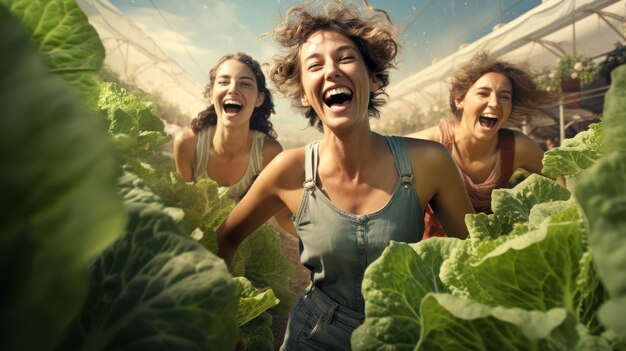 Photo generated illustration of smiling portrait of a young female farmer working on a farm