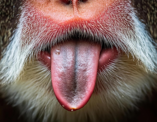 Photo generated image monkey tongue closeup a detailed look at the primates unique anatomy