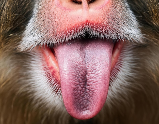 Photo generated image monkey tongue closeup a detailed look at the primates unique anatomy