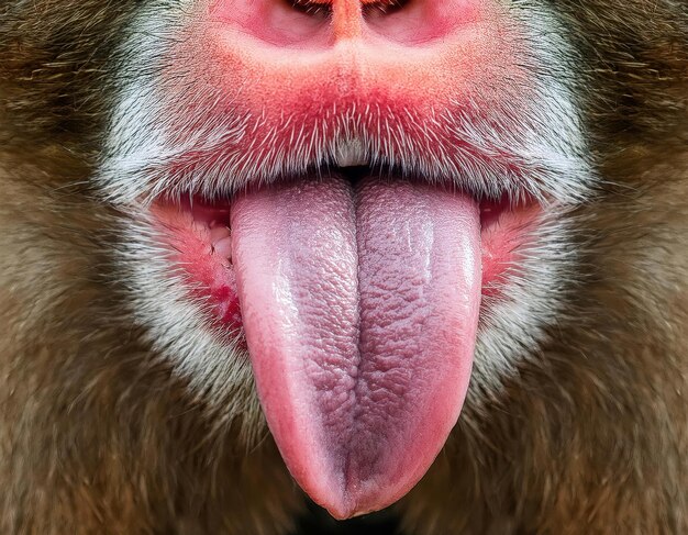 Photo generated image monkey tongue closeup a detailed look at the primates unique anatomy