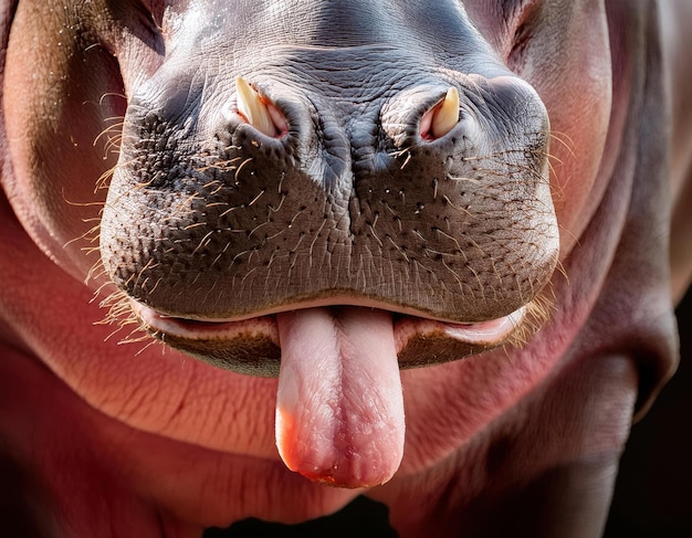 Photo generated imagecloseup hippo tongue high resolution detailed texture