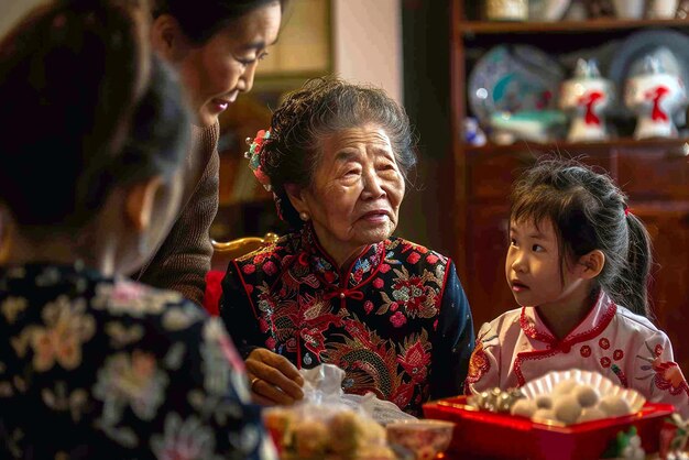 Photo generational lunar new year traditions celebrate family unity