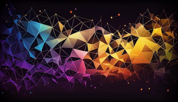 Generative AI abstract polygonal vector background with connecting dots and lines