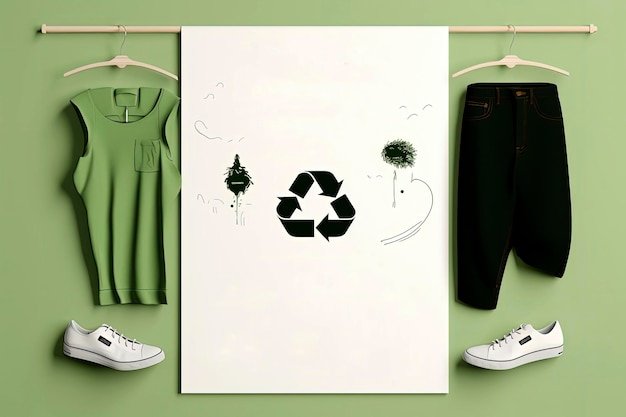 Photo generative ai advertising poster illustration to educate people about recycling our clothes sustainable world