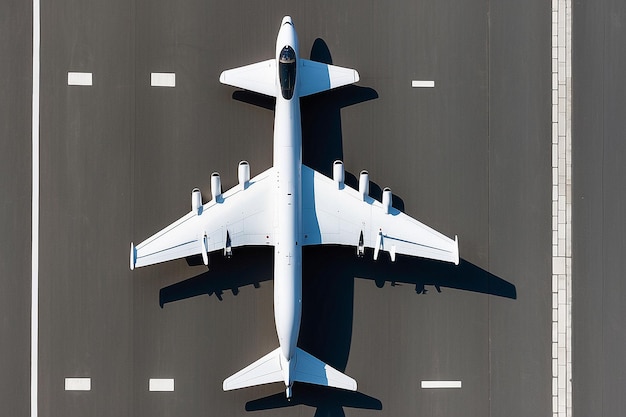 Photo generative ai aerial view of narrowbody aircraft on runway