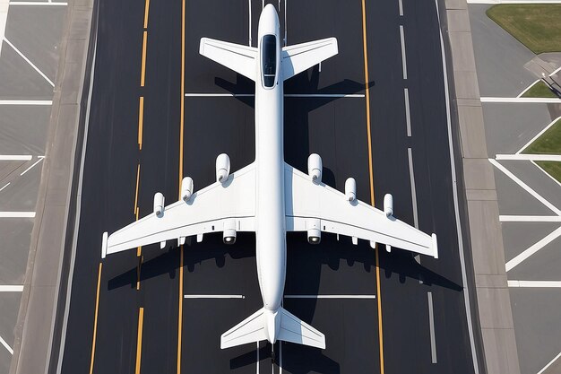 Photo generative ai aerial view of narrowbody aircraft on runway