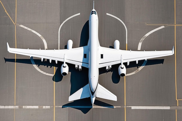 Photo generative ai aerial view of narrowbody aircraft on runway