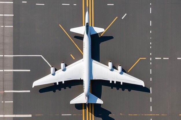 Photo generative ai aerial view of narrowbody aircraft on runway