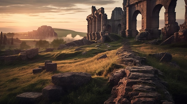 Generative AI Ancient Ruins Combine landscapes with historical element