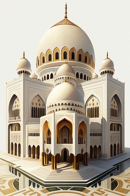 Generative AI architecture illustration of beautiful mosque in Muslim world