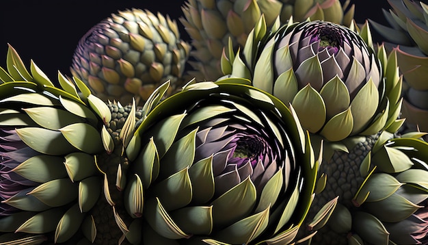 Generative AI Artichoke macro photorealistic illustration agricultural vegetable Nature