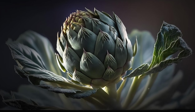 Generative AI Artichoke macro photorealistic illustration agricultural vegetable Nature