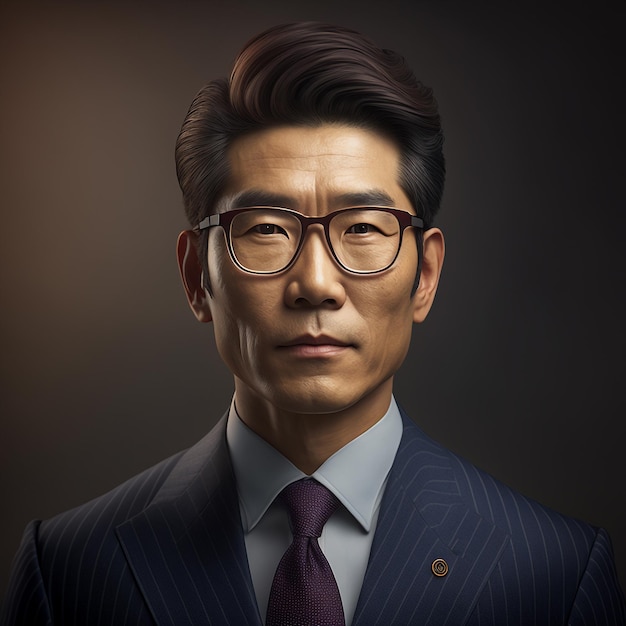 Generative ai asiatic middle aged businessman posing isolated background looking camera confident