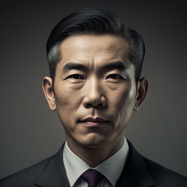 Generative ai asiatic middle aged businessman posing isolated background looking camera confident