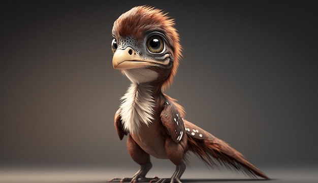 Generative AI baby of velociraptor ancient carnivore dinosaur extinct animal Cute small animal