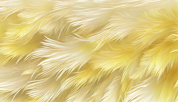 Generative AI Beautiful light yellow closeup feathers photorealistic background Small fluffy