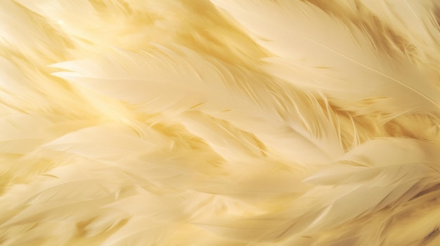 Generative AI Beautiful light yellow closeup feathers photorealistic background