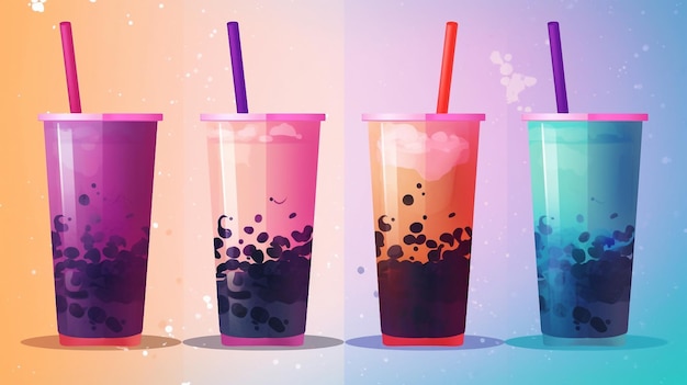 Generative AI Bubble Tea Cup Design Collection