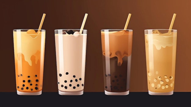 Generative AI Bubble Tea Cup Design Collection