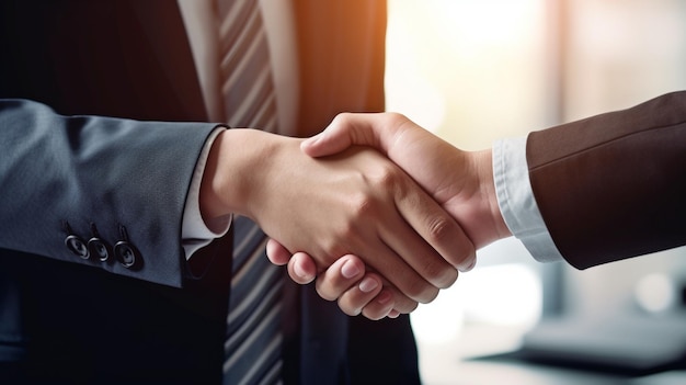 Generative AI and businesspeople shaking hands