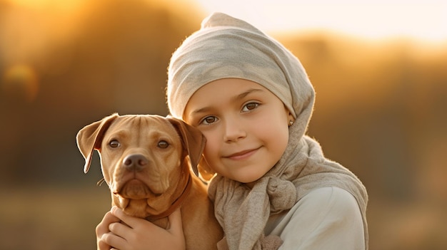 Generative AI and a cancerous youngster holding a dog