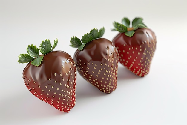 Photo generative ai chocolatecovered strawberries on isolated white background