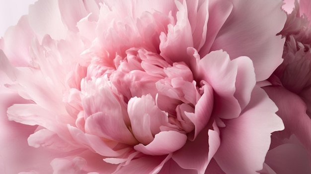 Generative AI Close up of blooming flowerbeds of peony flowers floral textured background