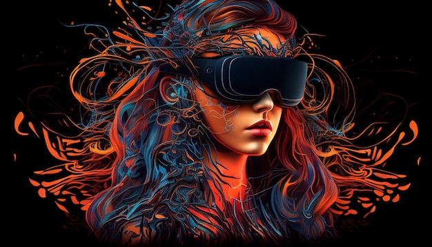 Generative AI created the image of a girl wearing a VR headset