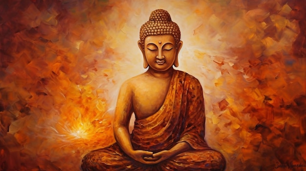 Generative AI created a stunning oil painting of Buddha