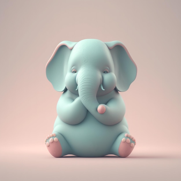 Generative ai cute little elephant doing yoga at home