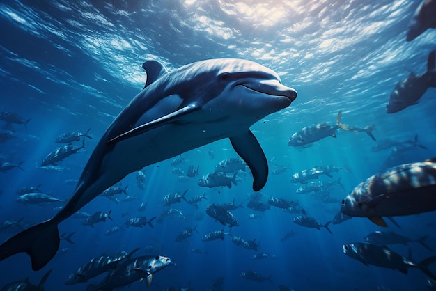 Generative AI a dolphin swimming in the ocean