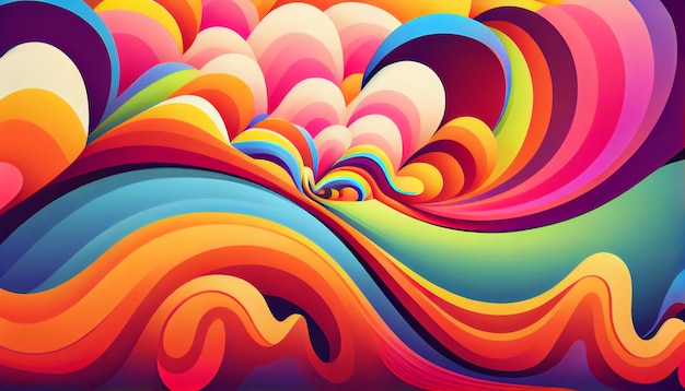 Generative AI Electric Dreamscape A Vibrant and Playful Background of Psychedelic Waves and Abstract Shapes