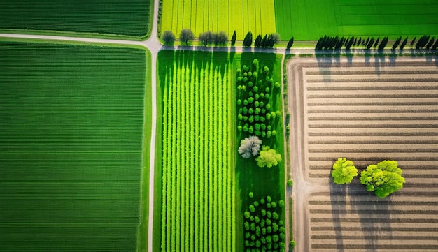 Generative AI Farm landscape agricultural fields beautiful countryside country road