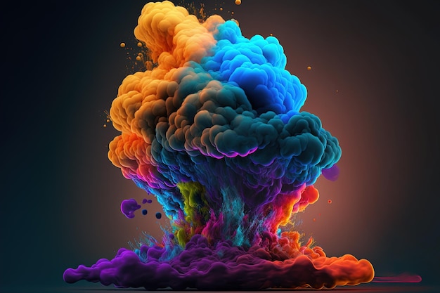 Generative AI Flowing colorful liquid and smoke with splashes Bright fluid banner 3D