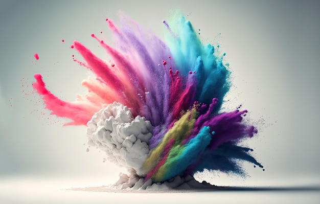 Generative AI Flowing isolated colorful sand and powder with splashes Bright banner 3D