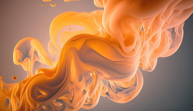 Generative AI Flowing light apricot crush smoke with splashes Soft fluid banner spring female mood