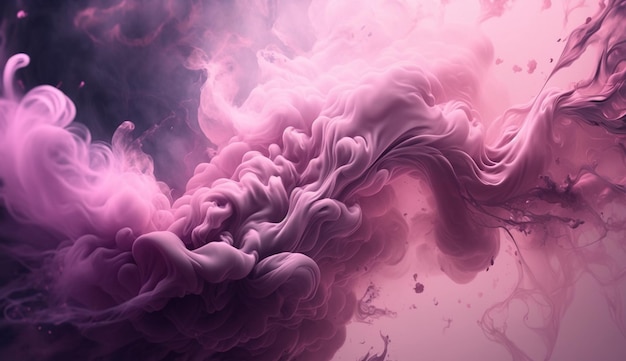 Generative AI Flowing light pink viva magenta smoke with splashes Soft fluid banner