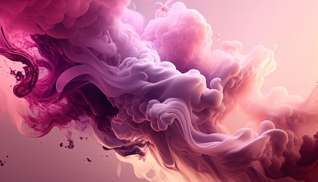 Generative AI Flowing light pink viva magenta smoke with splashes Soft fluid spring female mood 3D