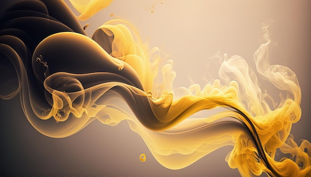 Generative AI Flowing light yellow smoke with splashes Soft fluid banner spring female mood