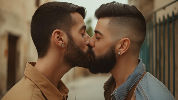 Generative AI Gay Couple Kissing