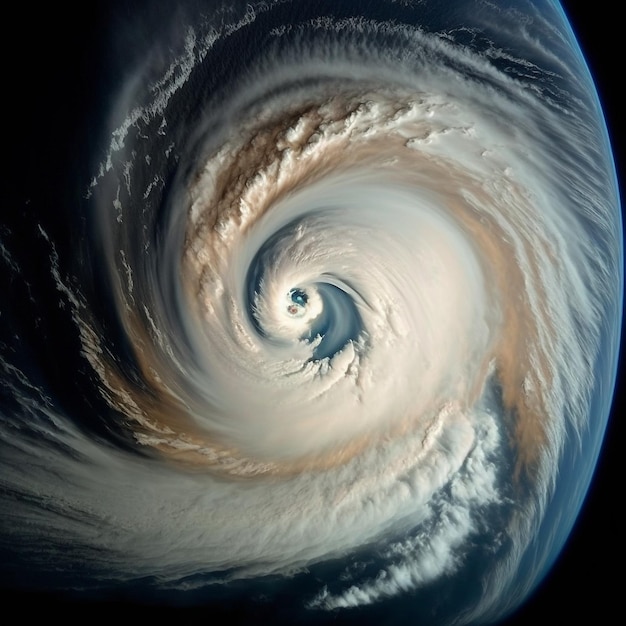 Generative ai giant hurricane storm seen from the space satellite