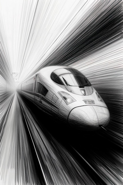 Photo generative ai illustration of cad drawing high speed train design