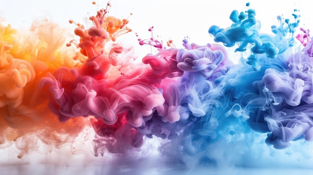 Generative AI Illustration of colorful smoke horizontal flow isolated