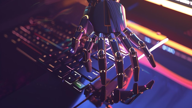 Generative AI illustration of detailed robotic hand