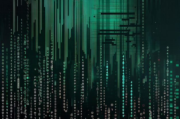 Photo generative ai illustration digital data streams flow into each other green binary code series