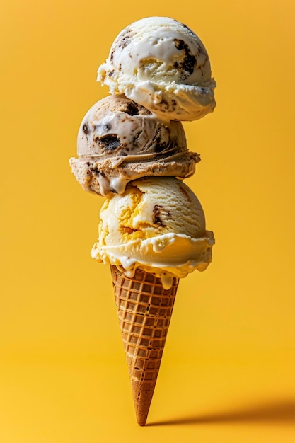 Generative AI illustration of Ice Cream Cone of various flavors